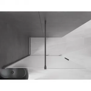 MEXEN/S - Velar Sprchová zástena posuvná Walk-in 150 x 200, dekor 8 mm, grafit kartáčovaná 871-150-000-33-66