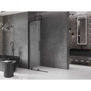 MEXEN/S - Velar L Sprchová zástena posuvná Walk-in 100 x 200, dekor 8 mm, čierna 871-100-003-33-70