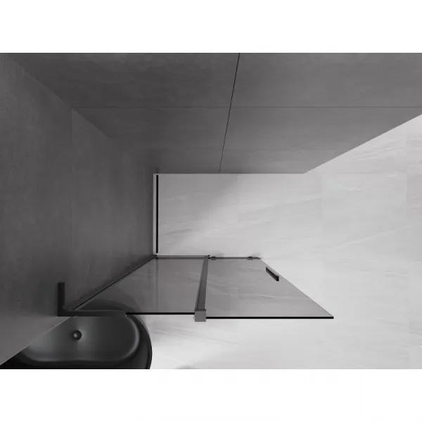 MEXEN/S - Velar L Sprchová zástena posuvná Walk-in 90 x 200, grafit 8 mm, čierna 871-090-003-43-70
