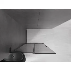 MEXEN/S - Velar L Sprchová zástena posuvná Walk-in 90 x 200, grafit 8 mm, čierna 871-090-003-43-70