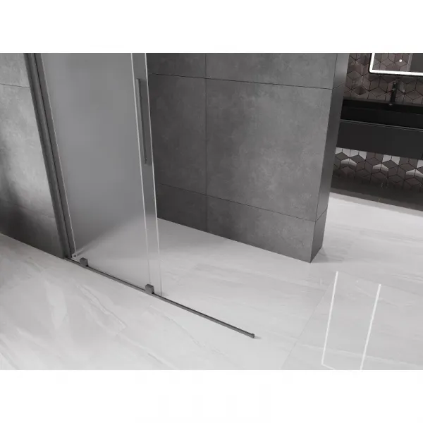 MEXEN/S - Velar Sprchová zástena posuvná Walk-in 150 x 200, dekor 8 mm, grafit kartáčovaná 871-150-000-33-66