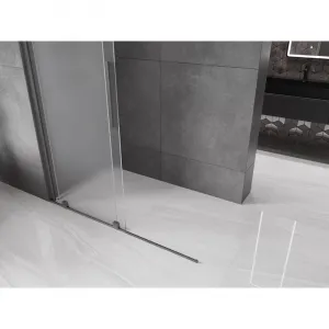 MEXEN/S - Velar Sprchová zástena posuvná Walk-in 150 x 200, dekor 8 mm, grafit kartáčovaná 871-150-000-33-66