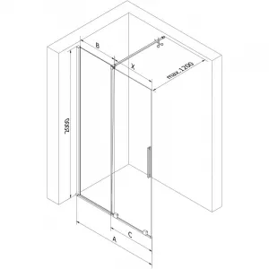 MEXEN/S - Velar Sprchová zástena posuvná Walk-in 70 x 200, grafit 8 mm, čierna 871-070-000-43-70
