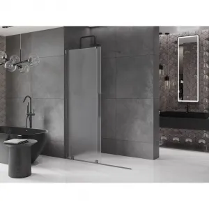MEXEN/S - Velar Sprchová zástena posuvná Walk-in 150 x 200, dekor 8 mm, grafit kartáčovaná 871-150-000-33-66
