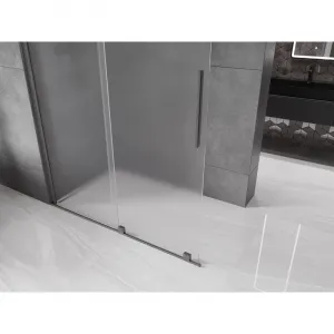 MEXEN/S - Velar Sprchová zástena posuvná Walk-in 150 x 200, dekor 8 mm, grafit kartáčovaná 871-150-000-33-66