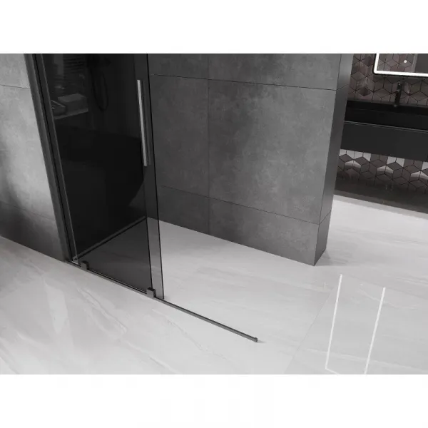 MEXEN/S - Velar Sprchová zástena posuvná Walk-in 150 x 200, grafit 8 mm, grafit kartáčovaná 871-150-000-43-66