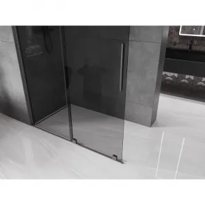 MEXEN/S - Velar Sprchová zástena posuvná Walk-in 160 x 200, grafit 8 mm, grafit kartáčovaná 871-160-000-43-66