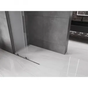 MEXEN/S - Velar Sprchová zástena posuvná Walk-in 100 x 200, dekor 8 mm, grafit kartáčovaná 871-100-000-33-66