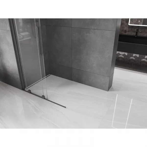 MEXEN/S - Velár posuvné sprchové dvere Walk-in 85, transparent, grafit kartáčovaná 871-085-000-03-66