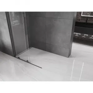 MEXEN/S - Velár posuvné sprchové dvere Walk-in 85, transparent, grafit kartáčovaná 871-085-000-03-66