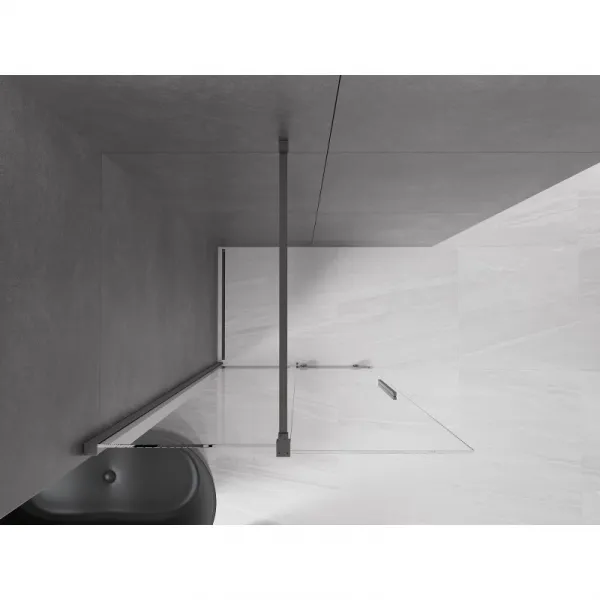 MEXEN/S - Velár posuvné sprchové dvere Walk-in 85, transparent, grafit kartáčovaná 871-085-000-03-66