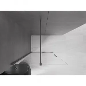 MEXEN/S - Velár posuvné sprchové dvere Walk-in 85, transparent, grafit kartáčovaná 871-085-000-03-66