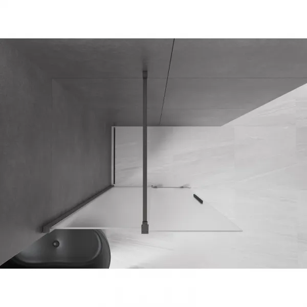 MEXEN/S - Velar Sprchová zástena posuvná Walk-in 100 x 200, dekor 8 mm, grafit kartáčovaná 871-100-000-33-66