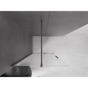 MEXEN/S - Velar Sprchová zástena posuvná Walk-in 100 x 200, dekor 8 mm, grafit kartáčovaná 871-100-000-33-66