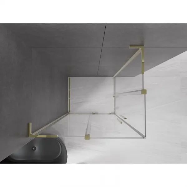 MEXEN/S - Velar L Duo sprchovací kút, posuvné dvere 90 x 80, transparent, zlato 871-090-080-02-03-50