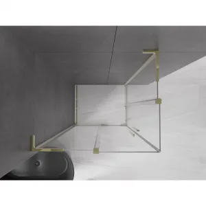 MEXEN/S - Velar L Duo sprchovací kút, posuvné dvere 90 x 80, transparent, zlato 871-090-080-02-03-50
