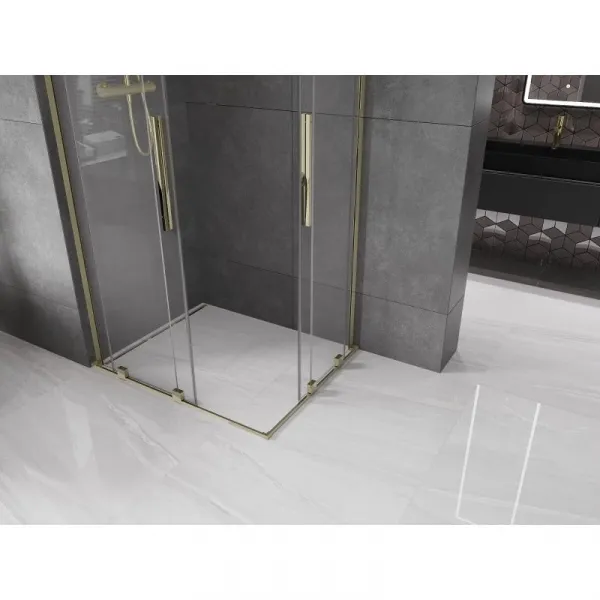 MEXEN/S - Velar L Duo sprchovací kút, posuvné dvere 90 x 80, transparent, zlato 871-090-080-02-03-50