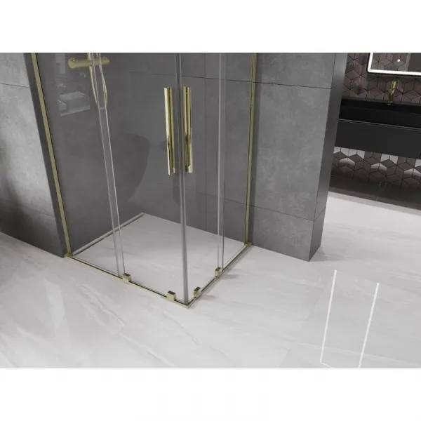 MEXEN/S - Velar L Duo sprchovací kút, posuvné dvere 90 x 80, transparent, zlato 871-090-080-02-03-50