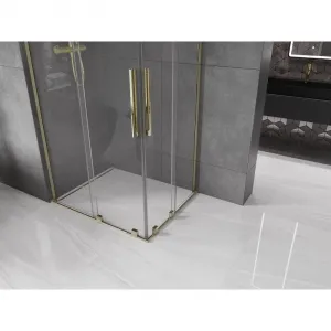 MEXEN/S - Velar L Duo sprchovací kút, posuvné dvere 90 x 80, transparent, zlato 871-090-080-02-03-50