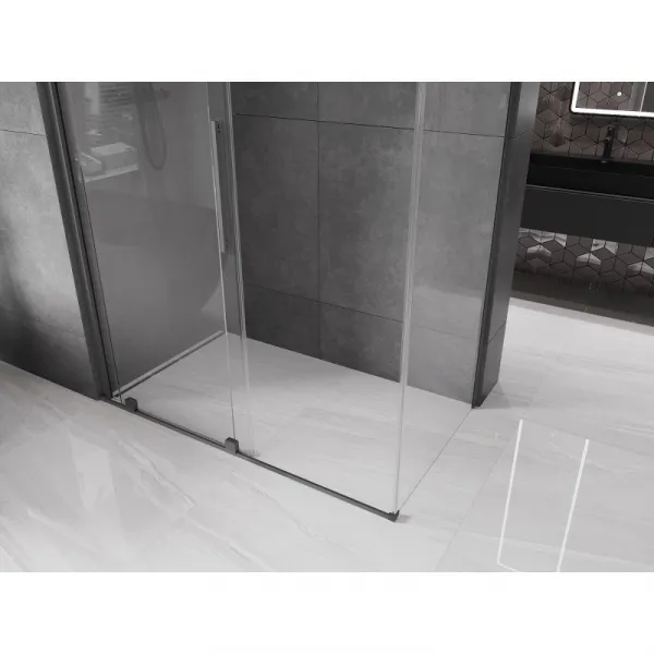 MEXEN/S - Velár sprchovací kút, posuvné dvere 150 x 80, transparent, grafit metal 871-150-080-01-95