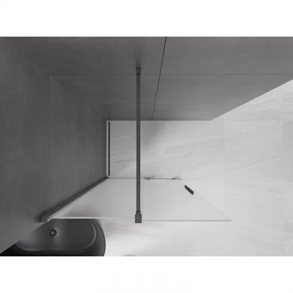 MEXEN/S - Velar Sprchová zástena posuvná Walk-in 110 x 200, dekor 8 mm, grafit kartáčovaná 871-110-000-33-66