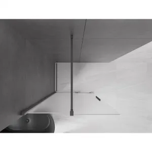 MEXEN/S - Velar Sprchová zástena posuvná Walk-in 110 x 200, dekor 8 mm, grafit kartáčovaná 871-110-000-33-66