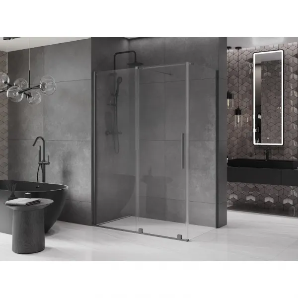 MEXEN/S - Velár sprchovací kút, posuvné dvere 150 x 80, transparent, grafit metal 871-150-080-01-95