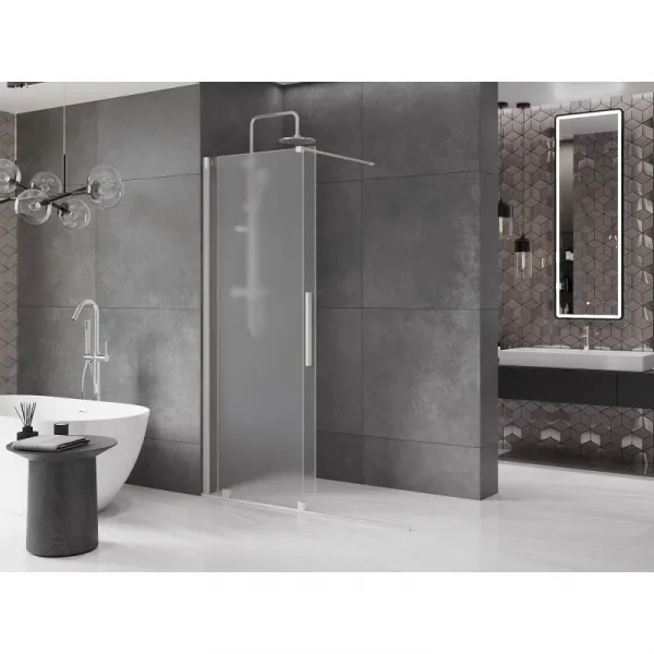 MEXEN/S - Velar Sprchová zástena posuvná Walk-in 130 x 200, dekor 8 mm, nikel kefovaná 871-130-000-33-97