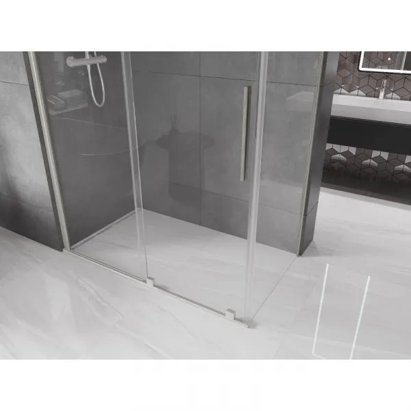 MEXEN/S - Velár sprchovací kút, posuvné dvere 150 x 85, transparent, nikel kefovaná 871-150-085-01-97