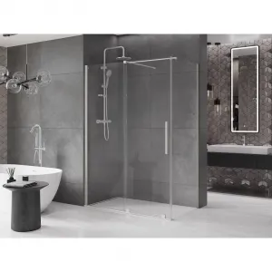 MEXEN/S - Velár sprchovací kút, posuvné dvere 150 x 80, transparent, nikel kefovaná 871-150-080-01-97