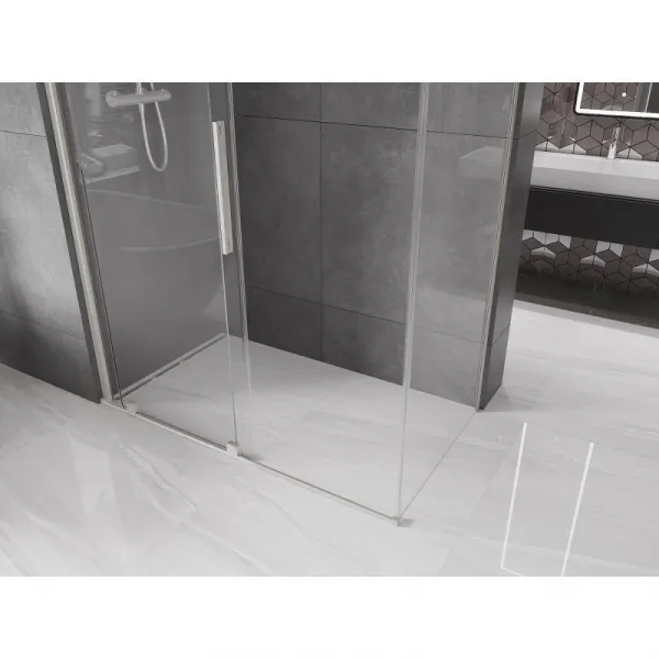 MEXEN/S - Velár sprchovací kút, posuvné dvere 150 x 80, transparent, nikel kefovaná 871-150-080-01-97