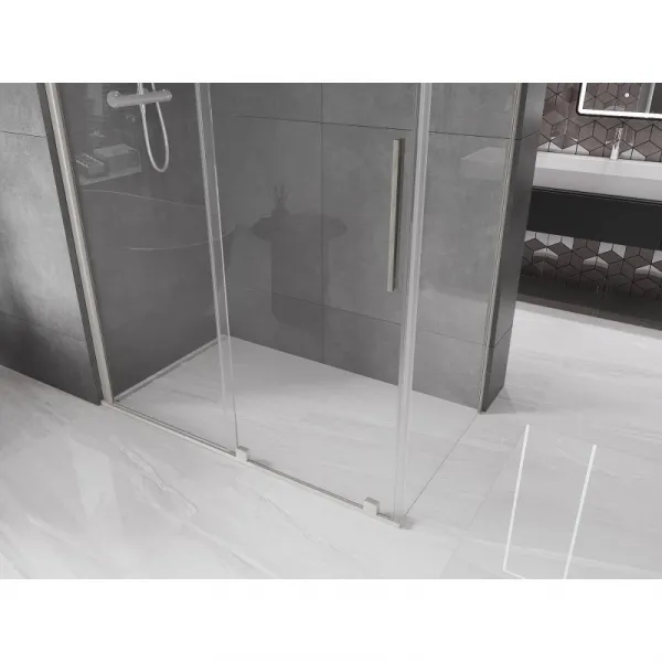 MEXEN/S - Velár sprchovací kút, posuvné dvere 150 x 80, transparent, nikel kefovaná 871-150-080-01-97
