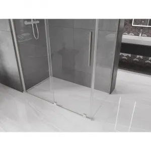 MEXEN/S - Velár sprchovací kút, posuvné dvere 150 x 80, transparent, nikel kefovaná 871-150-080-01-97