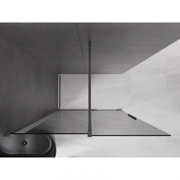 MEXEN/S - Velar Sprchová zástena posuvná Walk-in 150 x 200, grafit 8 mm, grafit metal 871-150-000-43-95