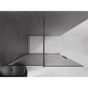 MEXEN/S - Velar Sprchová zástena posuvná Walk-in 150 x 200, grafit 8 mm, grafit metal 871-150-000-43-95
