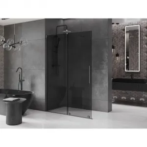 MEXEN/S - Velar Sprchová zástena posuvná Walk-in 150 x 200, grafit 8 mm, grafit metal 871-150-000-43-95