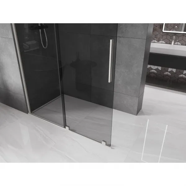 MEXEN/S - Velar Sprchová zástena posuvná Walk-in 150 x 200, grafit 8 mm, nikel kefovaná 871-150-000-43-97