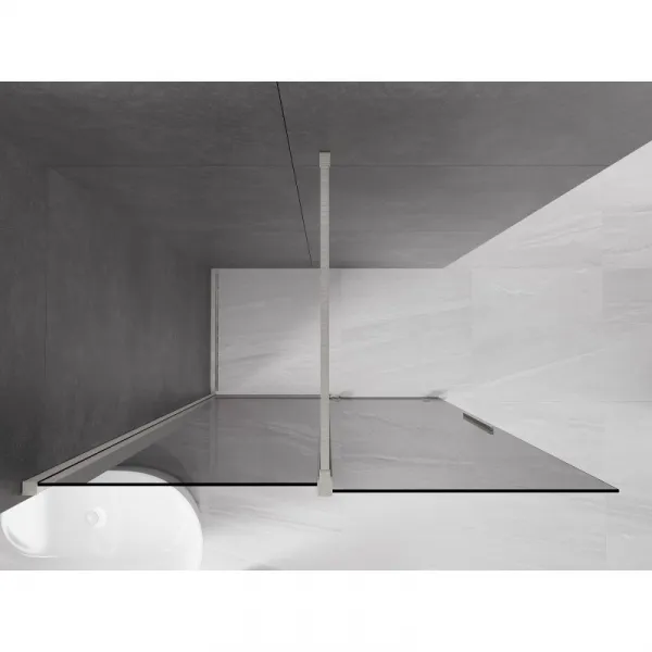 MEXEN/S - Velar Sprchová zástena posuvná Walk-in 150 x 200, grafit 8 mm, nikel kefovaná 871-150-000-43-97