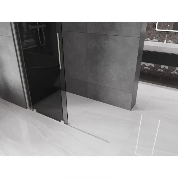MEXEN/S - Velar Sprchová zástena posuvná Walk-in 150 x 200, grafit 8 mm, nikel kefovaná 871-150-000-43-97