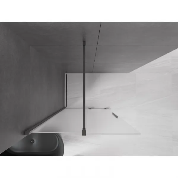 MEXEN/S - Velar Sprchová zástena posuvná Walk-in 85 x 200, dekor 8 mm, grafit metal 871-085-000-33-95