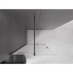 MEXEN/S - Velar Sprchová zástena posuvná Walk-in 85 x 200, dekor 8 mm, grafit metal 871-085-000-33-95