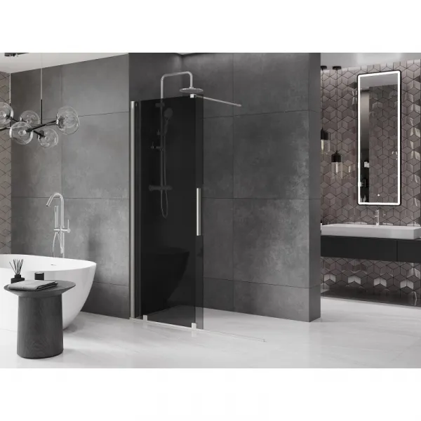 MEXEN/S - Velar Sprchová zástena posuvná Walk-in 150 x 200, grafit 8 mm, nikel kefovaná 871-150-000-43-97