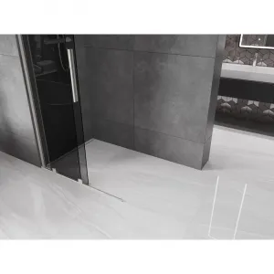 MEXEN/S - Velar Sprchová zástena posuvná Walk-in 70 x 200, grafit 8 mm, nikel kefovaná 871-070-000-43-97