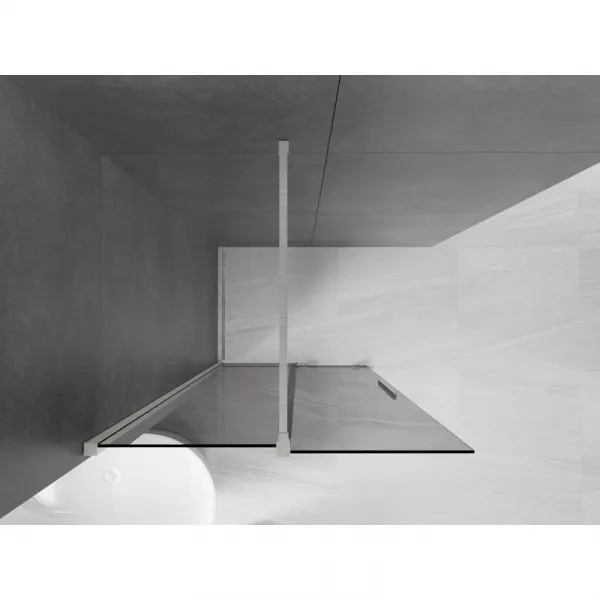 MEXEN/S - Velar Sprchová zástena posuvná Walk-in 80 x 200, grafit 8 mm, nikel kefovaná 871-080-000-43-97