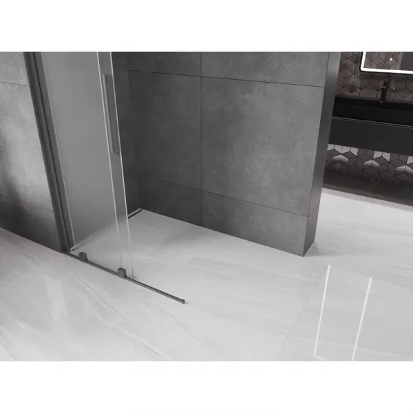MEXEN/S - Velar Sprchová zástena posuvná Walk-in 85 x 200, dekor 8 mm, grafit metal 871-085-000-33-95