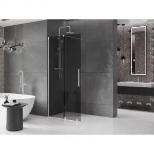 MEXEN/S - Velar Sprchová zástena posuvná Walk-in 80 x 200, grafit 8 mm, nikel kefovaná 871-080-000-43-97