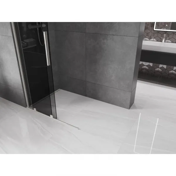 MEXEN/S - Velar Sprchová zástena posuvná Walk-in 80 x 200, grafit 8 mm, nikel kefovaná 871-080-000-43-97