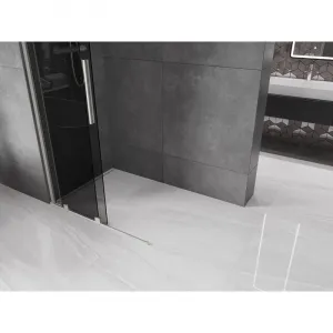 MEXEN/S - Velar Sprchová zástena posuvná Walk-in 80 x 200, grafit 8 mm, nikel kefovaná 871-080-000-43-97
