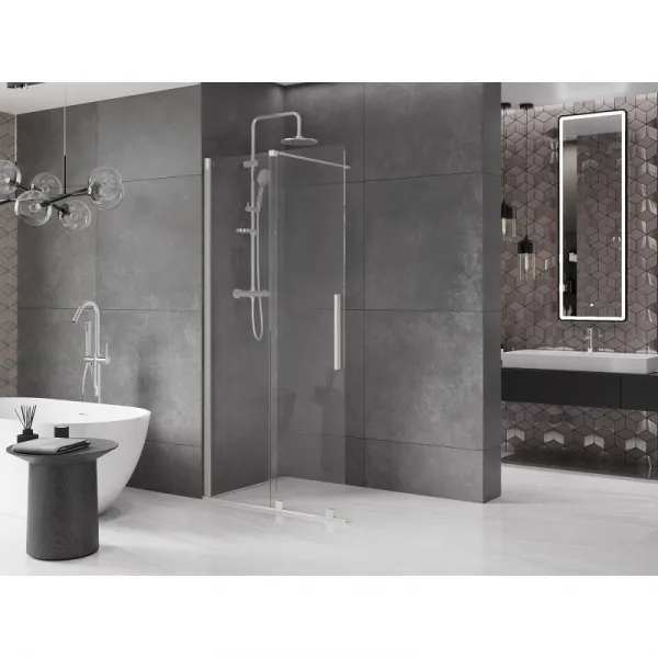 MEXEN/S - Velar Sprchová zástena posuvná Walk-in 120 x 200, transparent 8 mm, nikel kartáčovaný 871-120-000-03-97