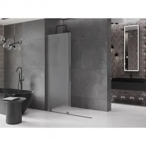 MEXEN/S - Velar Sprchová zástena posuvná Walk-in 130 x 200, dekor 8 mm, grafit metal 871-130-000-33-95